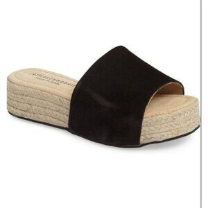 Jeffrey Campbell Black Suede Espadrille Slip-On Platform Sandals